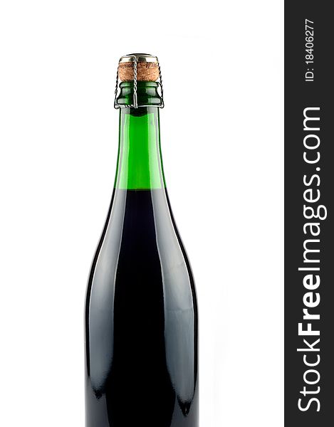 Bottle of champagne. Isolated on white backround. All image in focus