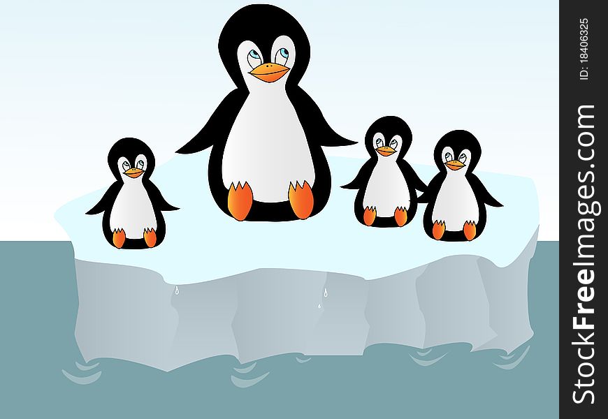 Penguins on an iceberg