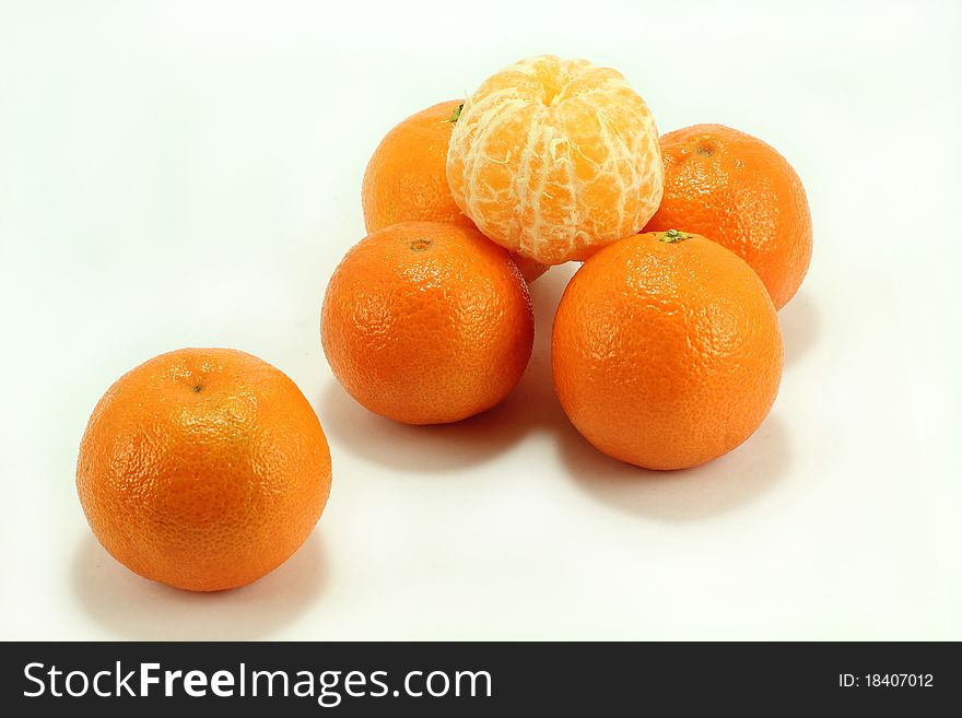 Orange mandarins on white background