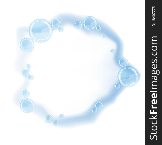 Blue water circle with bubbles