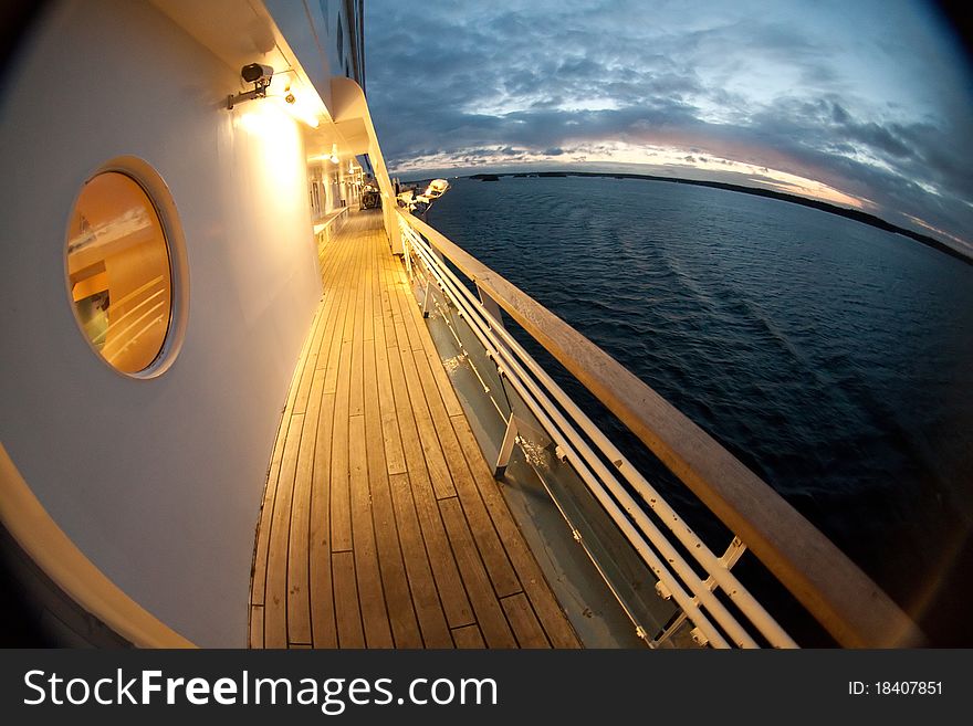 Open deck at sea cruise ship