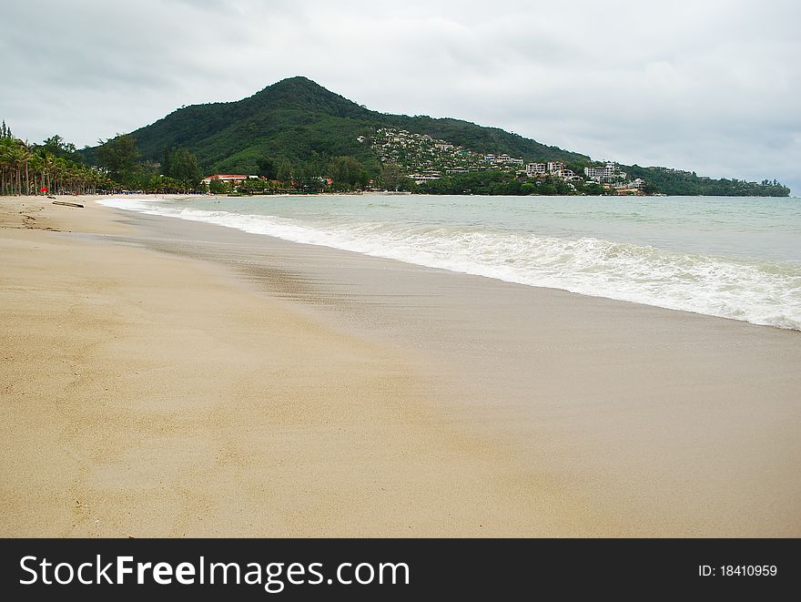 The lonely beach and sea with cloudy in thailand