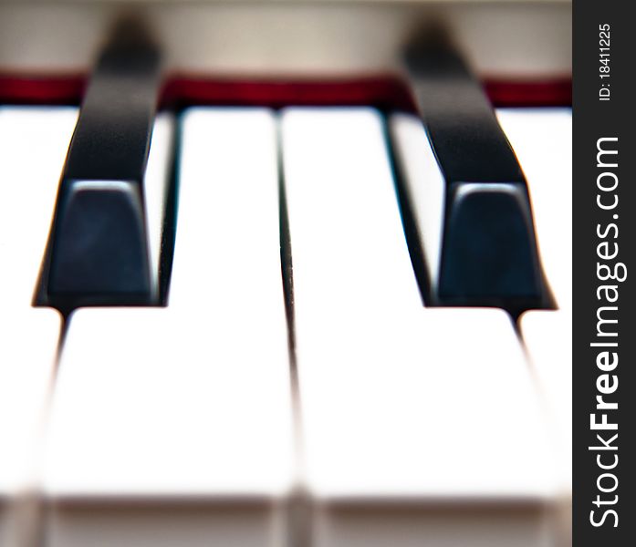 Closeup of black and white piano keys. Closeup of black and white piano keys