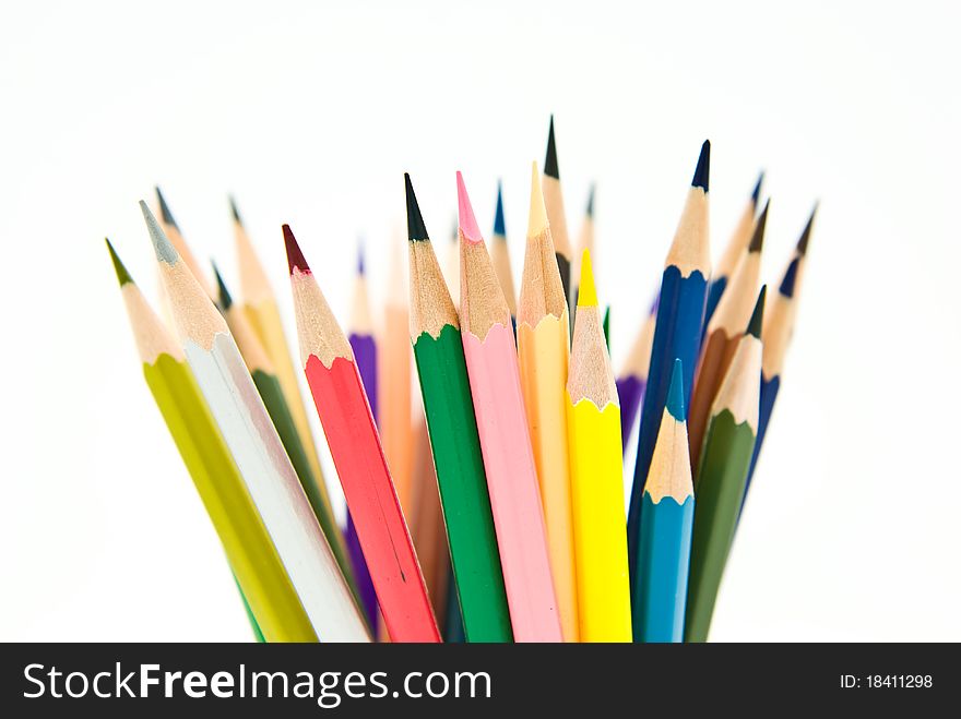 Colored pencils isolated on white background. Colored pencils isolated on white background