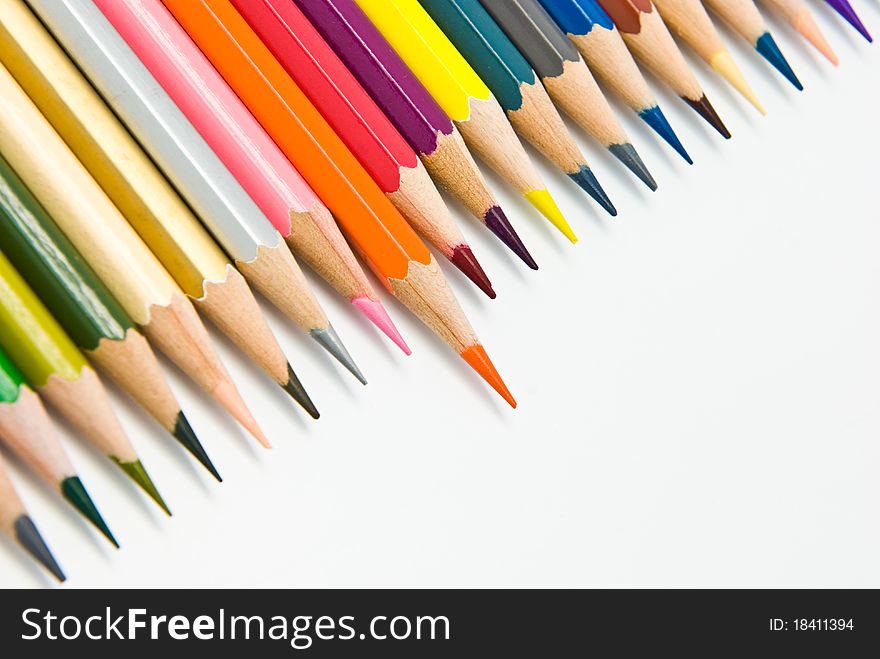 Colored pencils isolated on white background. Colored pencils isolated on white background