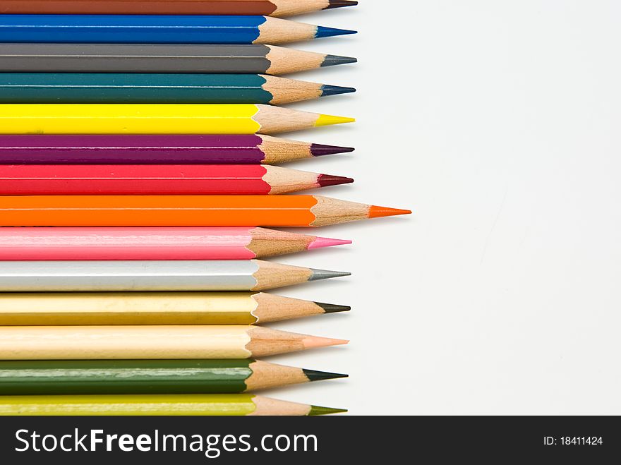 Colored pencils isolated on white background. Colored pencils isolated on white background