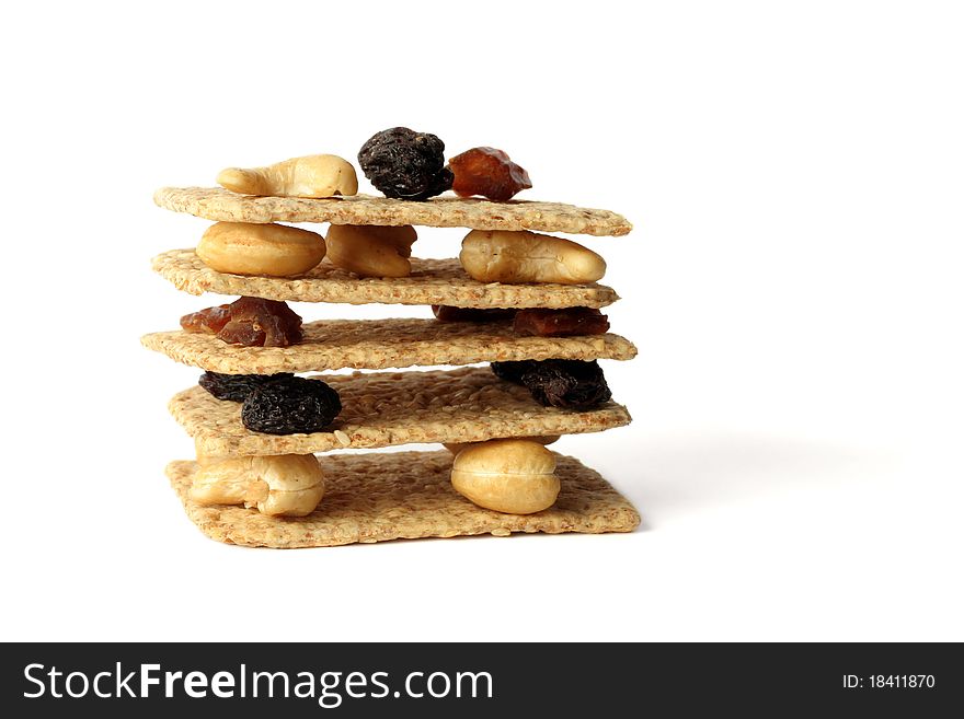 Stack Of Slices Crispbread With Nuts