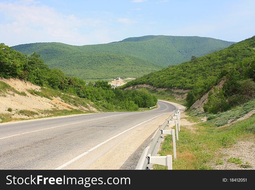 The mountain road at a south of Russia