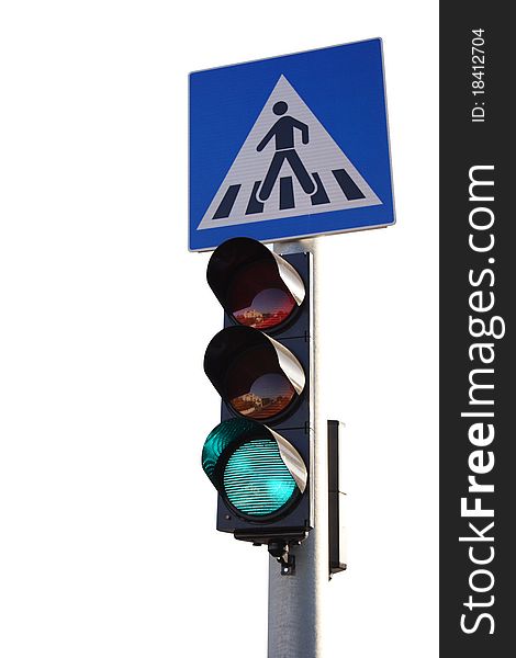 Green light, isolated with clipping path. Green light, isolated with clipping path