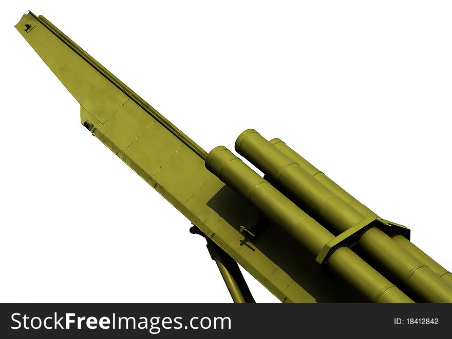 Multiple rocket launcher isolated on white background