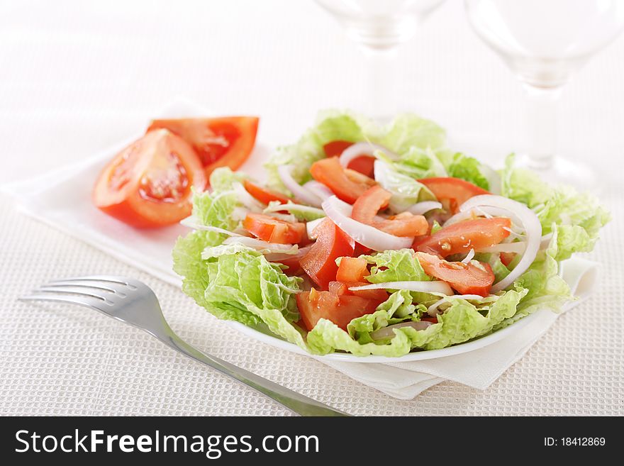 Fresh vegetable salad in plate