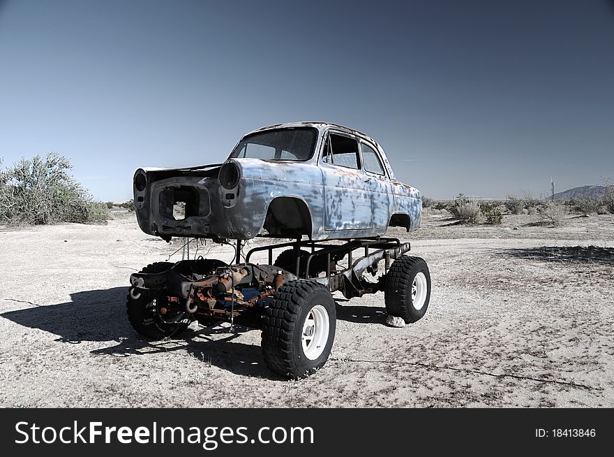 Abandoned all terrain drive car near the Salton Sea, California. Abandoned all terrain drive car near the Salton Sea, California.