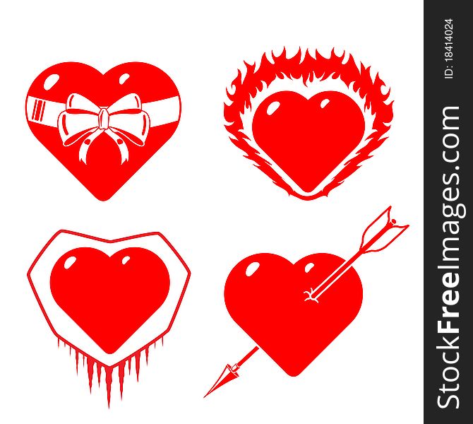 Set Of Stylized, Conceptual Hearts.