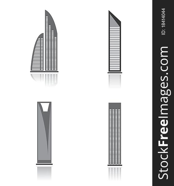 Buildings and skyscrapers - 1. Silhouettes of modern buildings (skyscrapers) for your design