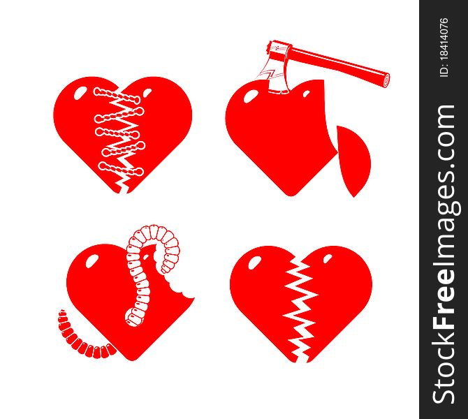 Set Of The Stylised Broken Hearts.