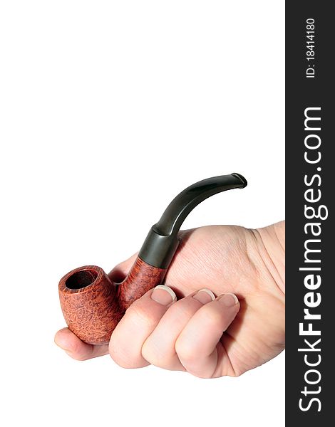 Tobacco smoking pipe held in hand