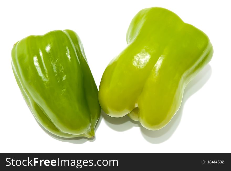 Green Peppers isolated on white background . Green Peppers isolated on white background .
