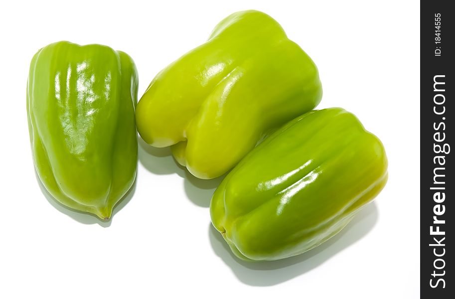 Green Peppers isolated on white background . Green Peppers isolated on white background .