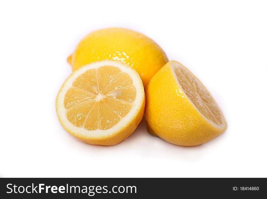 Two lemons isolated on the white background