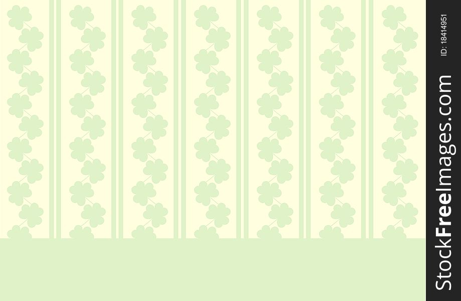 St. Patrick's wallpaper with shamrocks and golden stripes