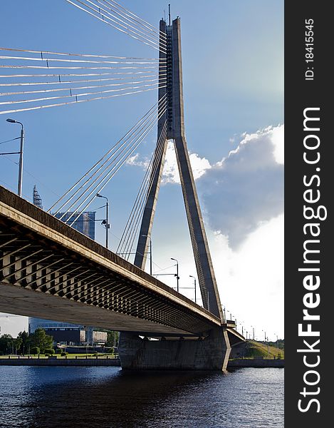 Bridge over Dauguva in Riga on a wsunny day