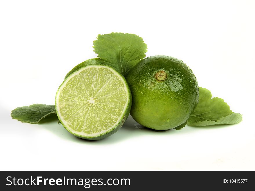 Fresh lime on white background