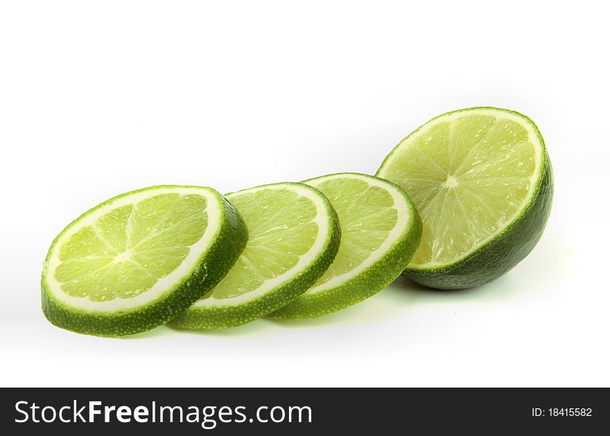 Fresh lime on white background