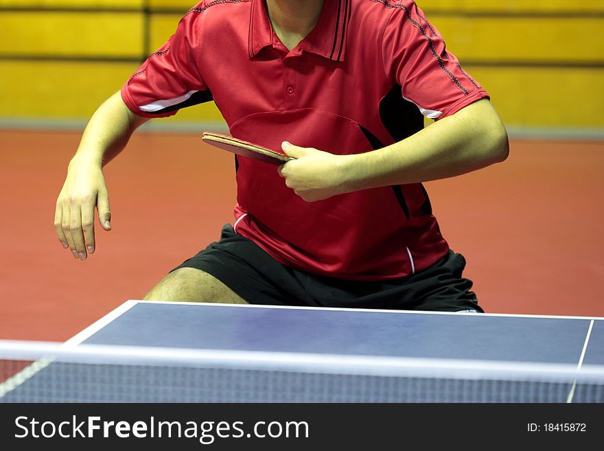 Close up of a table tennis player - backhand