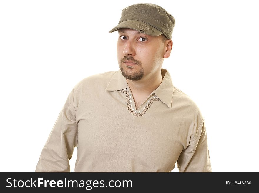 Man in shirt and cap