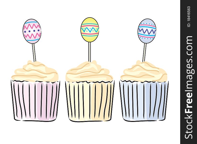 Cupcakes with festive Easter decoration. Cupcakes with festive Easter decoration