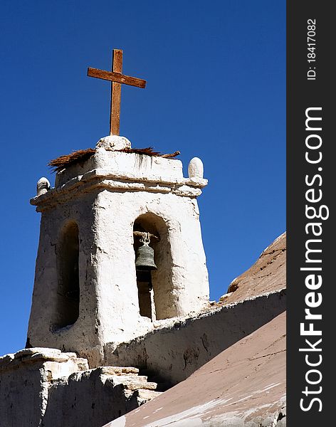 Bell tower of the church of Chiu Chiu in the Atacama Desert of Chile. Bell tower of the church of Chiu Chiu in the Atacama Desert of Chile