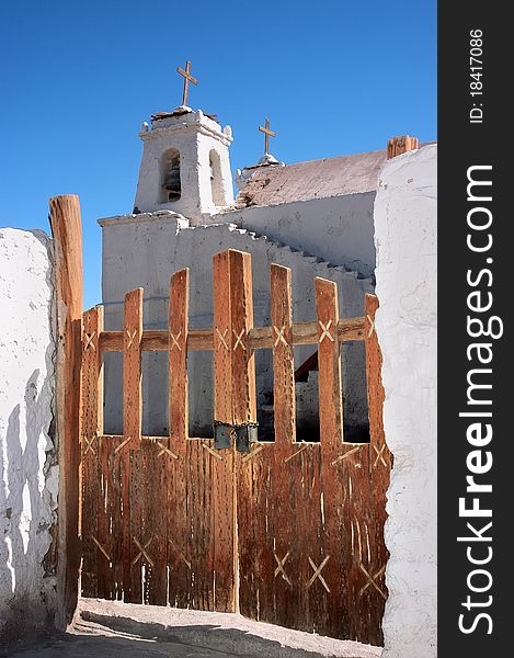 Cactus wood doors of the church of San Francisco de Chiu Chiu in the Atacama Desert, Chile. Cactus wood doors of the church of San Francisco de Chiu Chiu in the Atacama Desert, Chile