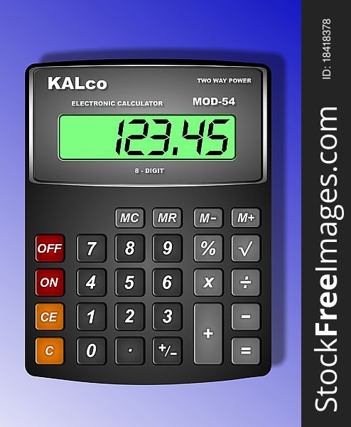 Vector design of a calculator with a blue background