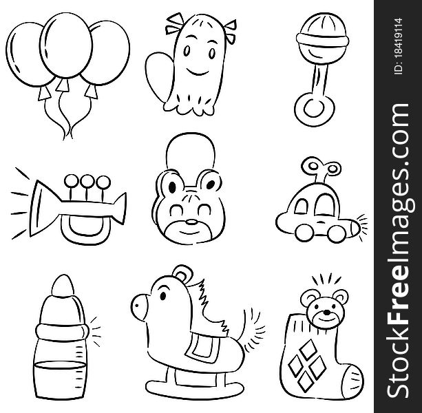 Hand draw cartoon baby product icon, drawing