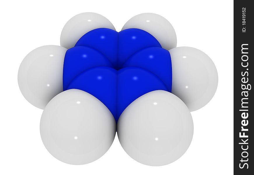 The benzene molecule from six white №1