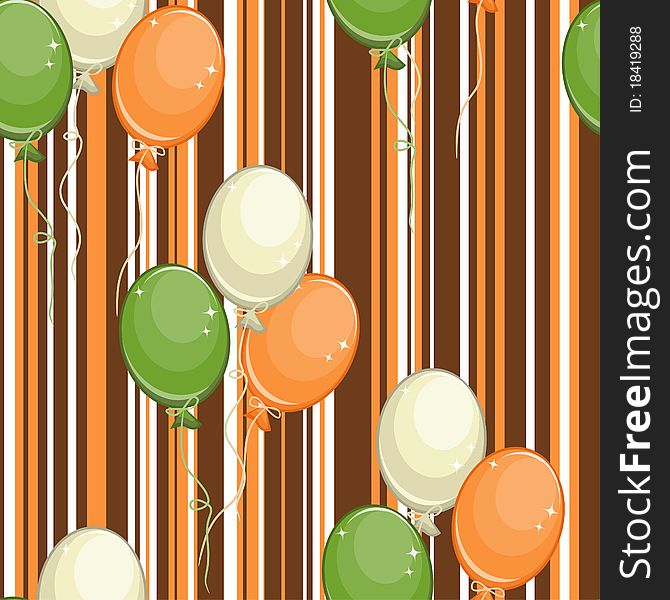 Seamless pattern with air balls on stripe background