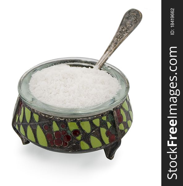 Isolated salt container - lit soft. Isolated salt container - lit soft