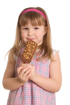 The Little Girl Eats Ice-cream Royalty Free Stock Images The Little Girl Eats Ice-cream Royalty Free Stock Images