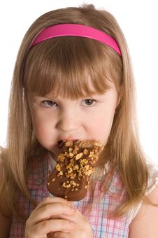 The Little Girl Eats Ice-cream Stock Photography The Little Girl Eats Ice-cream Stock Photography