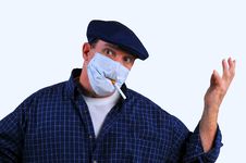 Confused Man In Breathing Mask Royalty Free Stock Images