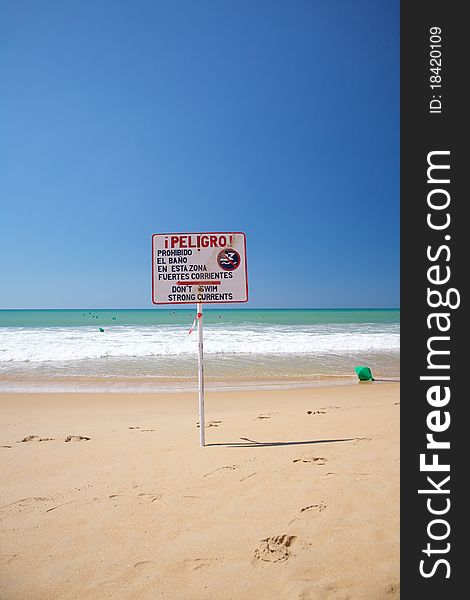 No swim area signal at Cadiz Andalusia in Spain. No swim area signal at Cadiz Andalusia in Spain
