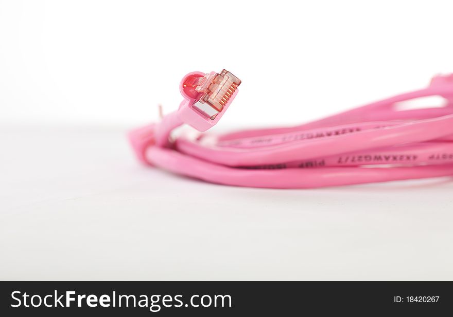 Pink ethernet cable, concept of ethernet or networking