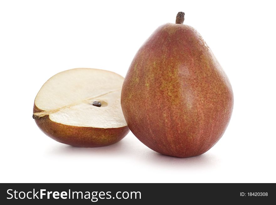 Red pears isolated on white background