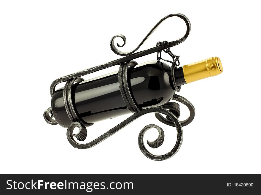 Wine rack isolated on white background. Intentional shallow depth of field. Studio work. Wine rack isolated on white background. Intentional shallow depth of field. Studio work.