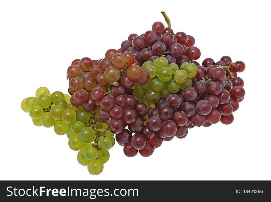 Red and green grape, isolated on white background