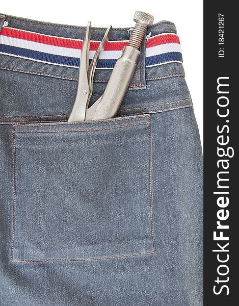 Tool put in back pocket view of jeans
