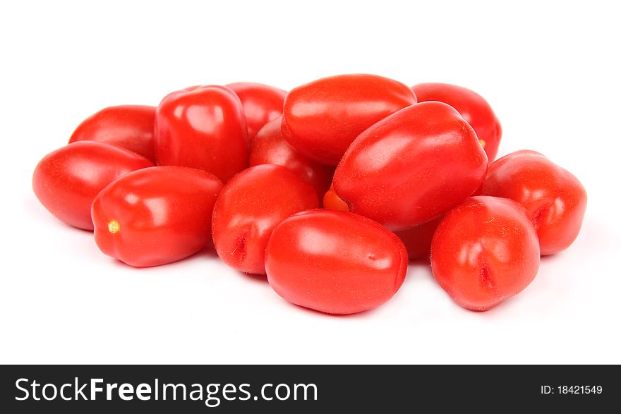 Studio photo of cherry tomatoes, isolated on white background