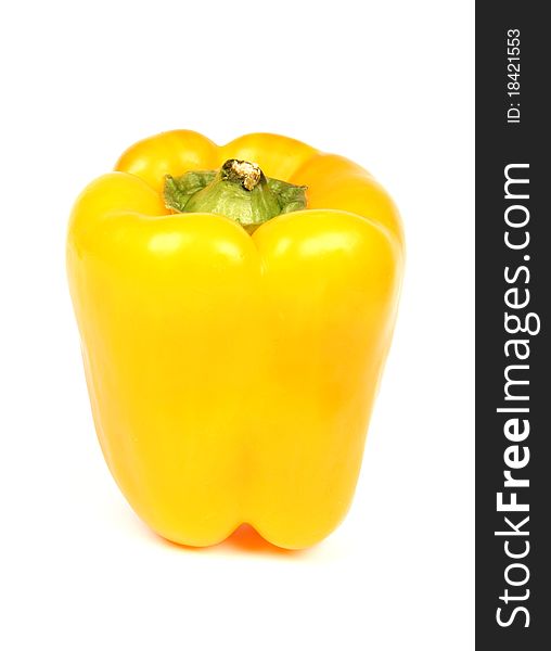 Studio photo of fresh yellow pepper, isolated on white background