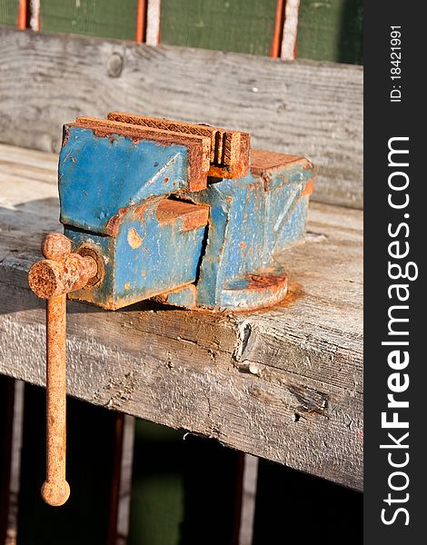 Rusty clump on a worktable. Rusty clump on a worktable