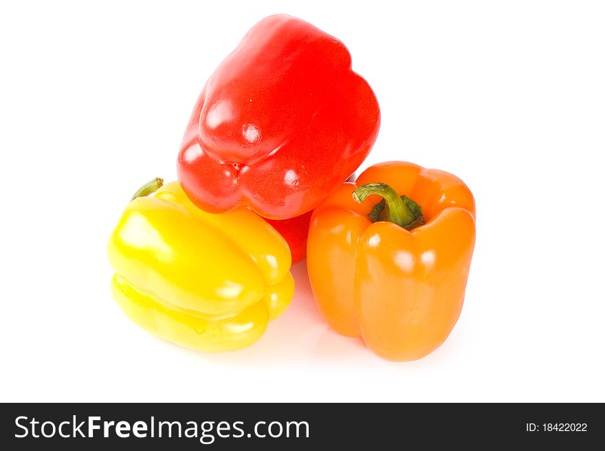 Three pepper isolated on white background